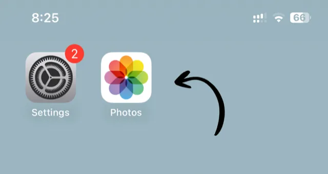 Photos app on home screen