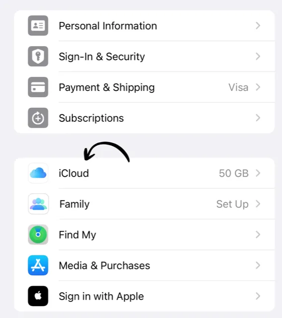iCloud storage breakdown