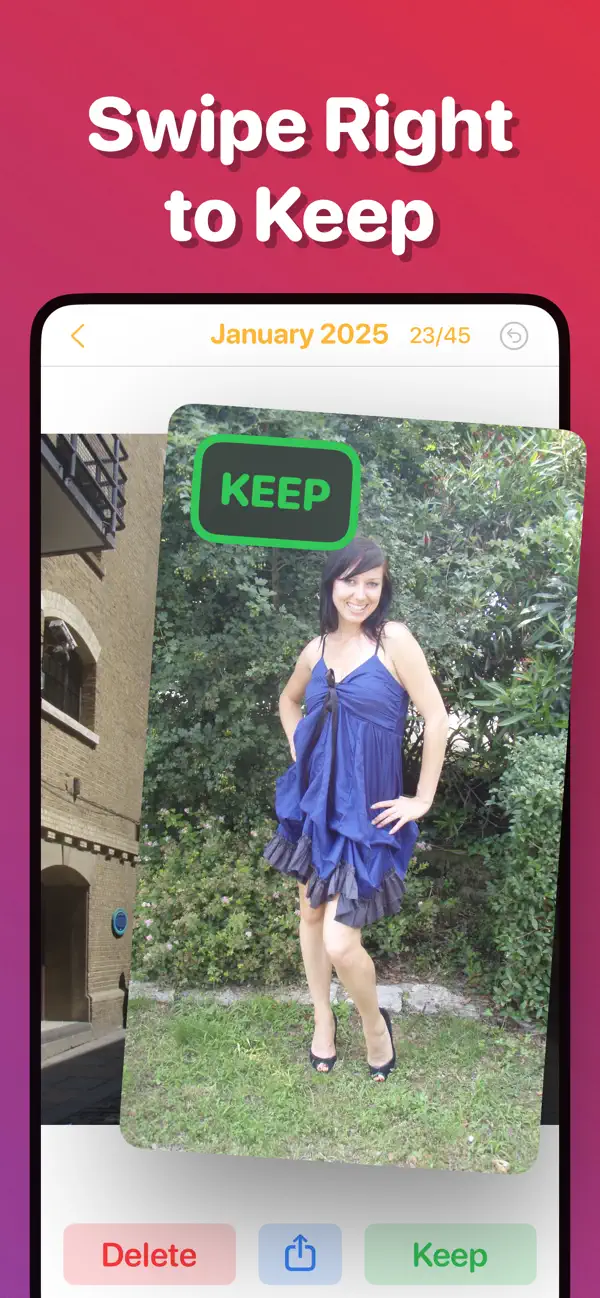 Swipe right to keep a photo